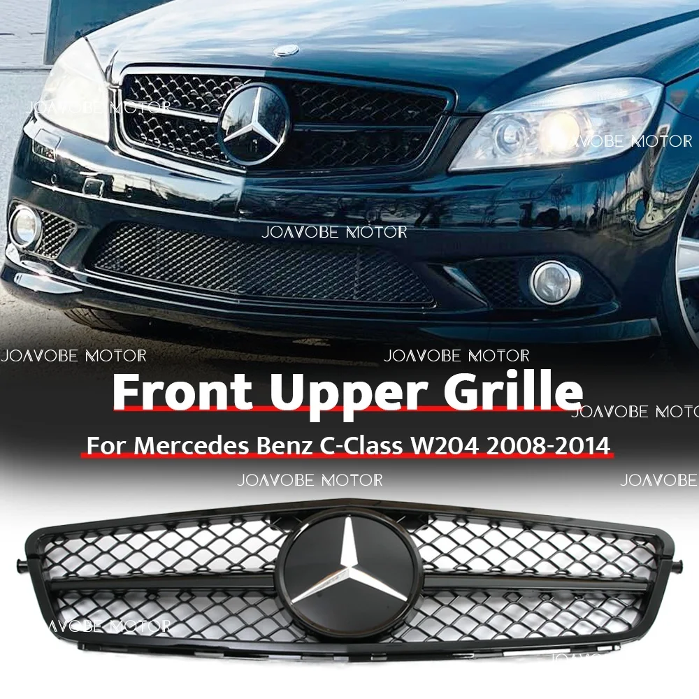 

Glossy Black AMG Style Front Grille W/Glossy Black 3D Mirror Emblem For Mercedes Benz C-Class W204/S204/C204 2008-2014