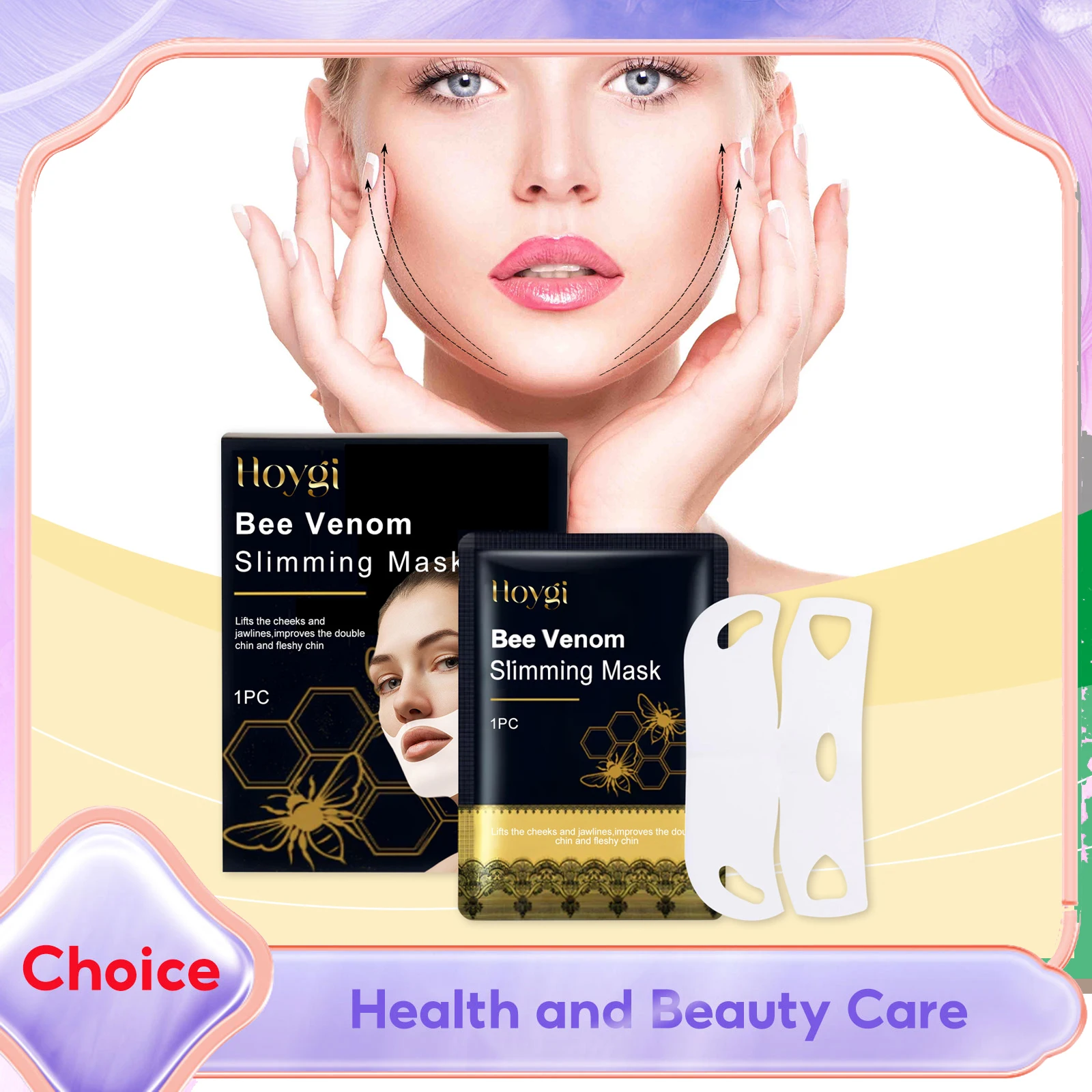 V-Shape Lifting Face Mask Compact Facial Contour Eliminate Edema Remove Double Chin Reduce Fine Lines Ear-Hanging Collagen Mask