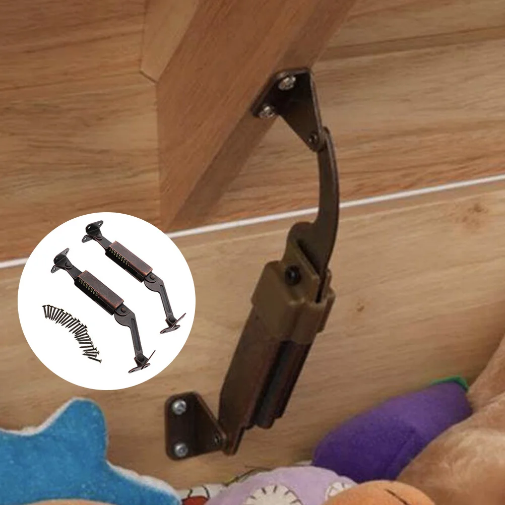 

4Pcs Lid Support Hinges Heavy Duty Iron Mounting Hardware for Cabinet Chest Box Slow Close Stay Universal Fit Chest Hinges