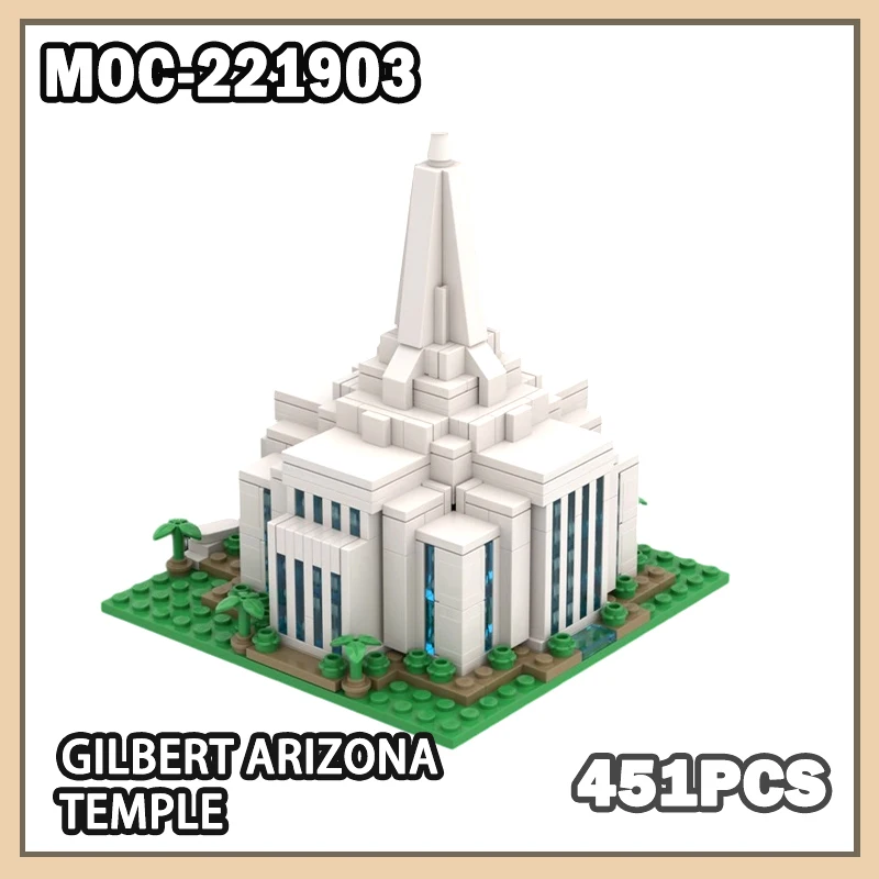 

MOC-221903 Традиционный классический Святой Гилберт Аризона Храм Строительный блок Модель Кирпича Набор Креативные рождественские праздничные подарки 451 шт.