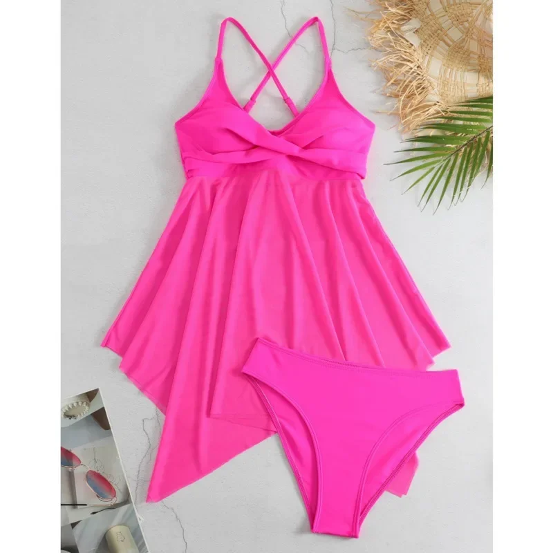 Verão sexy grandes maiôs plus size tankini define feminino roupa de banho praia wear duas peças fatos de banho piscina terno de natação feminino