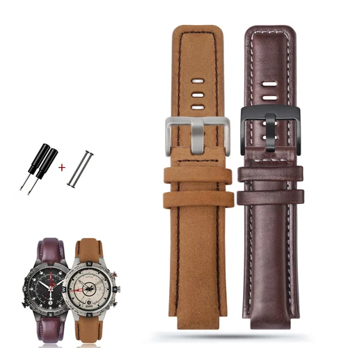Imagen 2 del producto Para correa de reloj TIMEX, correa de brújula de marea para hombre T2N721 T2N720 W2R55500 TW2T76500, cadena de reloj de cuero, correa de goma de silicona 24*16mm