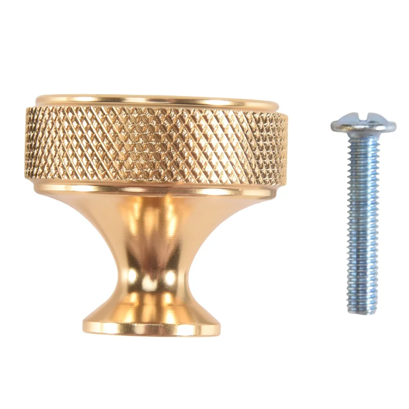 

AT29-60 Pack 1.2 Inch Brushed Gold Cabinet Knobs Knurled Kitchen Cabinet Knobs Gold Drawer Knobs Round Dresser Knobs