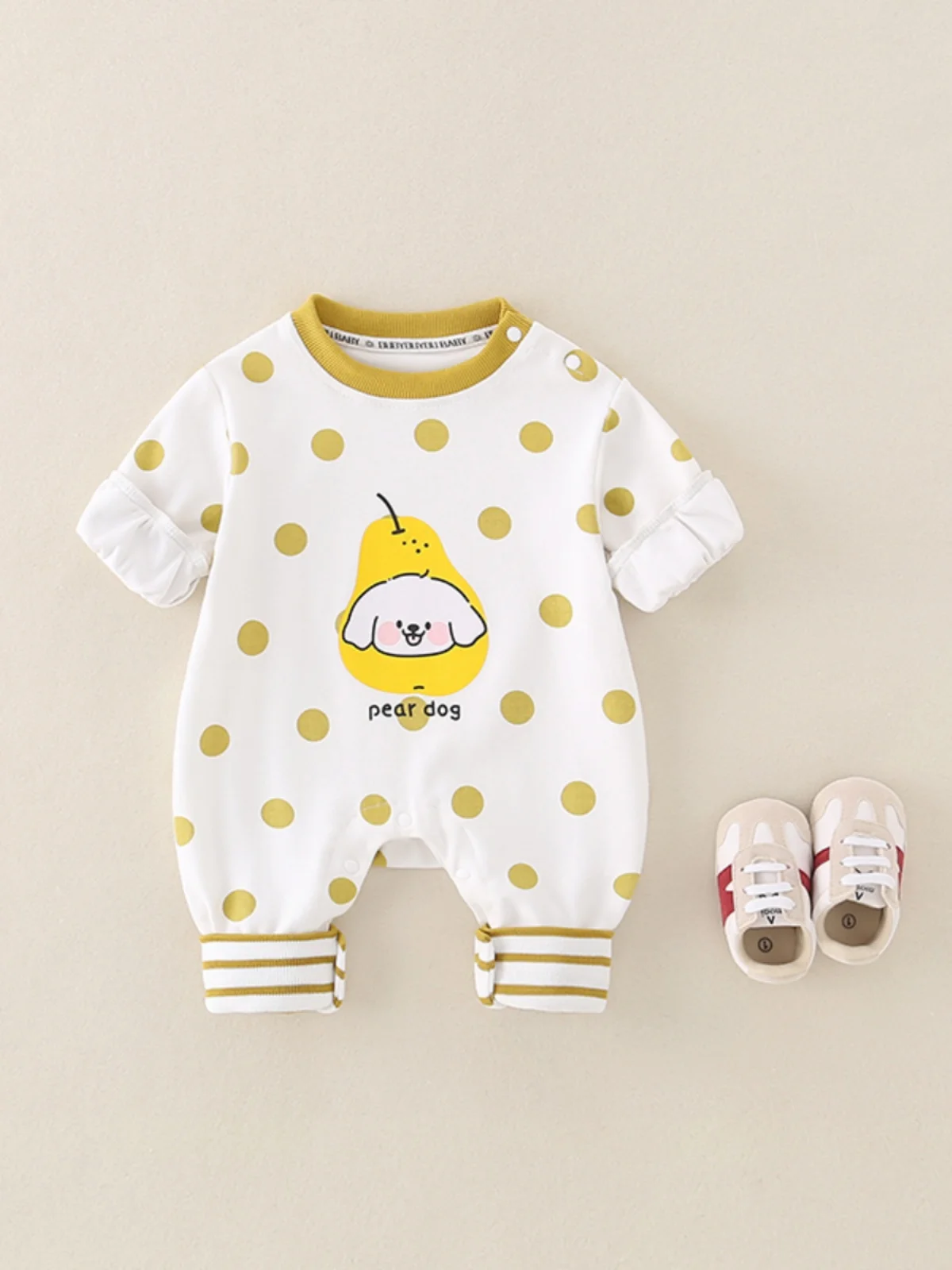 

Adorable Cartoon Onesie Jaet for Newborns Long Sve Single Layer Spring Autumn Cling Suit Cotton Sweatirt for Ladies