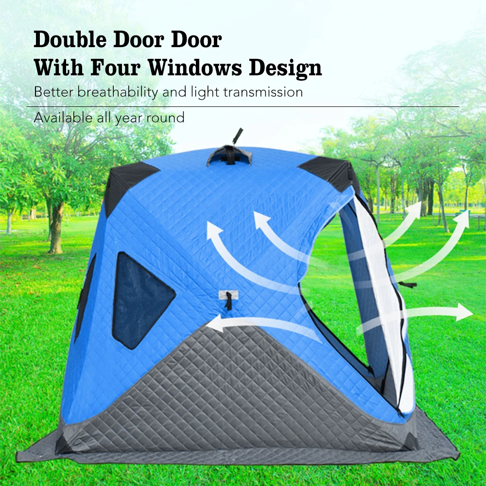 Fishing Tent for Winter Camping  Upgrade 3-4 Person Outdoor Shelter  Portable and Lightweight Angler Tent Waterproof and Warm