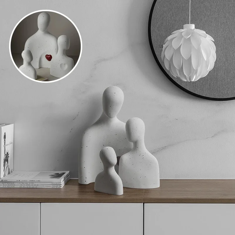 3pcs Nordic Ceramic Character Ornaments Set, Modern Art Desktop Decor for Foyer Study Living Room, Home Crafts Gift