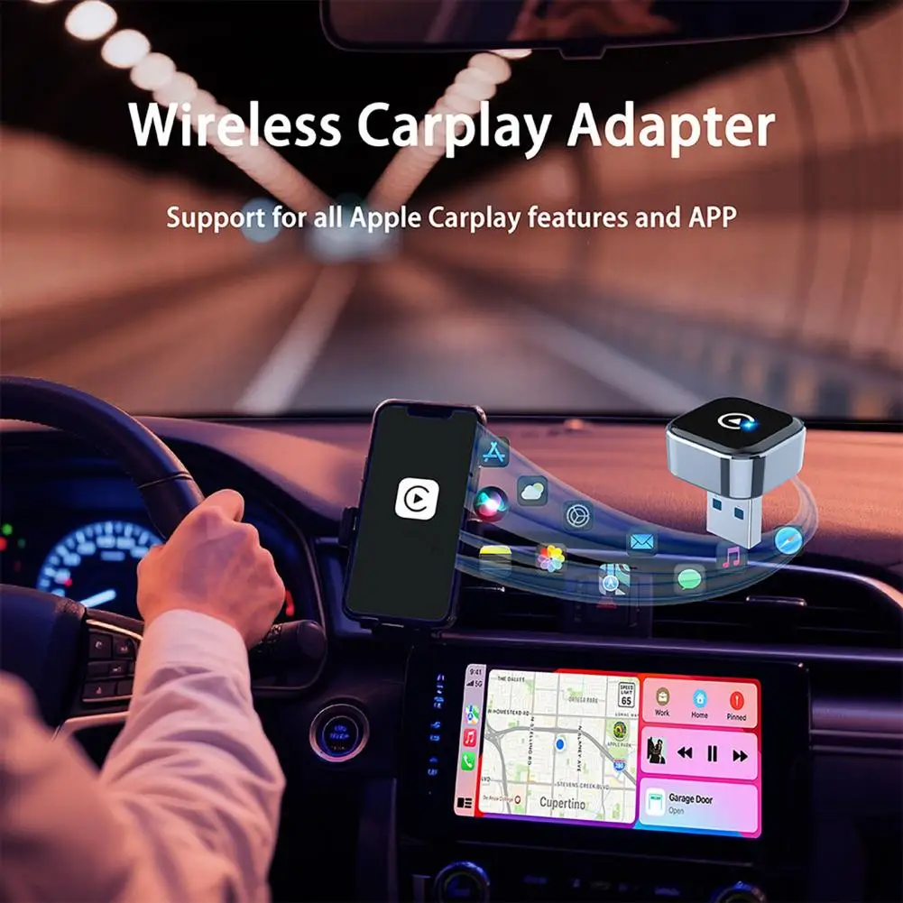 

Mini USB Wireless Adapter 2-In-1 Fast Auto-Connect Car Audio Dongle for iPhone Wired to Wireless