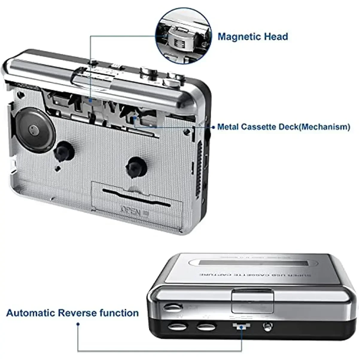 Walkman Cassette Player to MP3 CD Converter Audio Music Player Compatible with Laptop PC Computer Convert Cassette to Digital