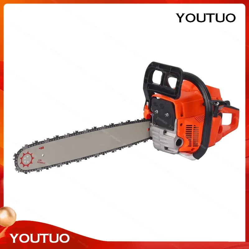 52cc Petrol Chainsaw 1.9KW 2-Stroke Gas Powered Chain Saw 20 Inch Bar Wood Cutting Logging Tool  Garden Yard Tree