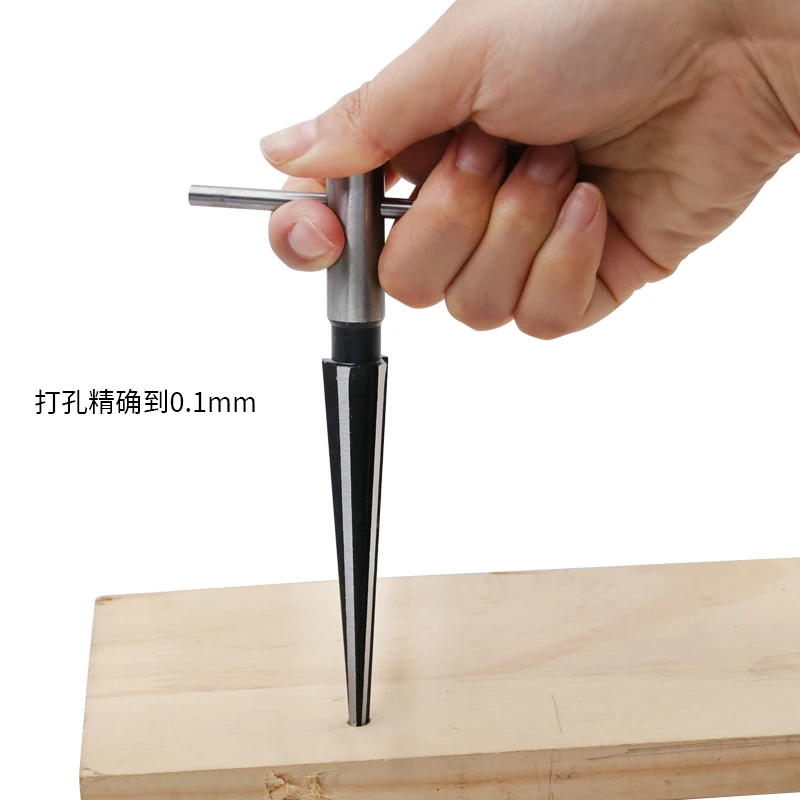 Bridge Pin Hole Hand Held Reamer T Handle Tapered 6 Flute Chamfer Reaming Woodworker Cutting Tool Core Drill Bit 5-16mm3-13mm