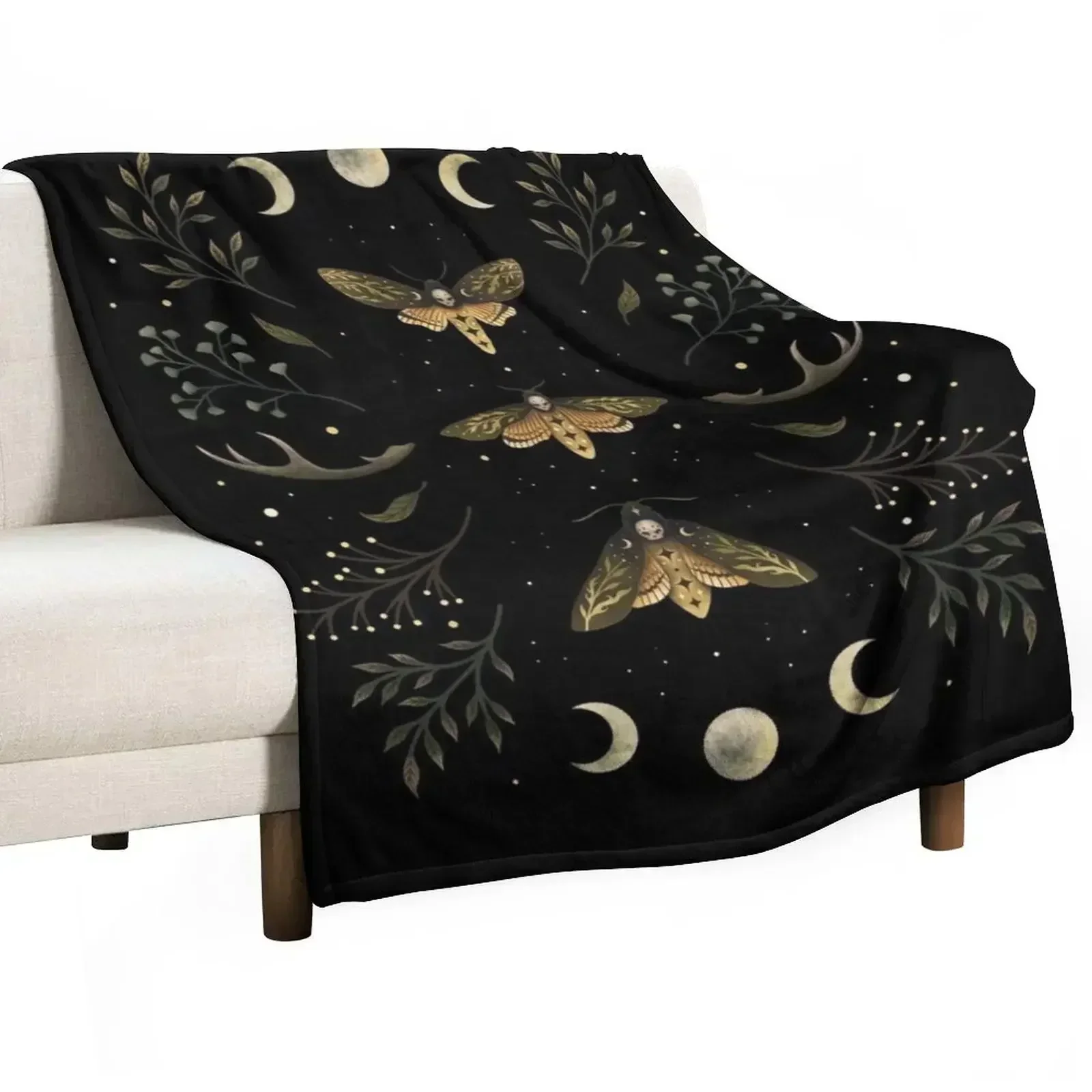 Death Head Moths Night Throw Blanket christmas gifts Multi-Purpose Personalized Gift Bed covers Sleeping Bag Retros Blankets