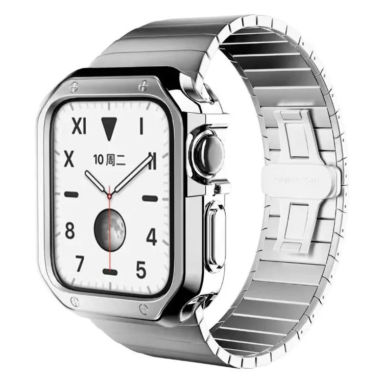 Capa protetora tpu + pulseira de aço inoxidável para apple watch band 8 49mm 44/42mm 41mm pulseira series10 46mm 42mm pulseira de metal dourado