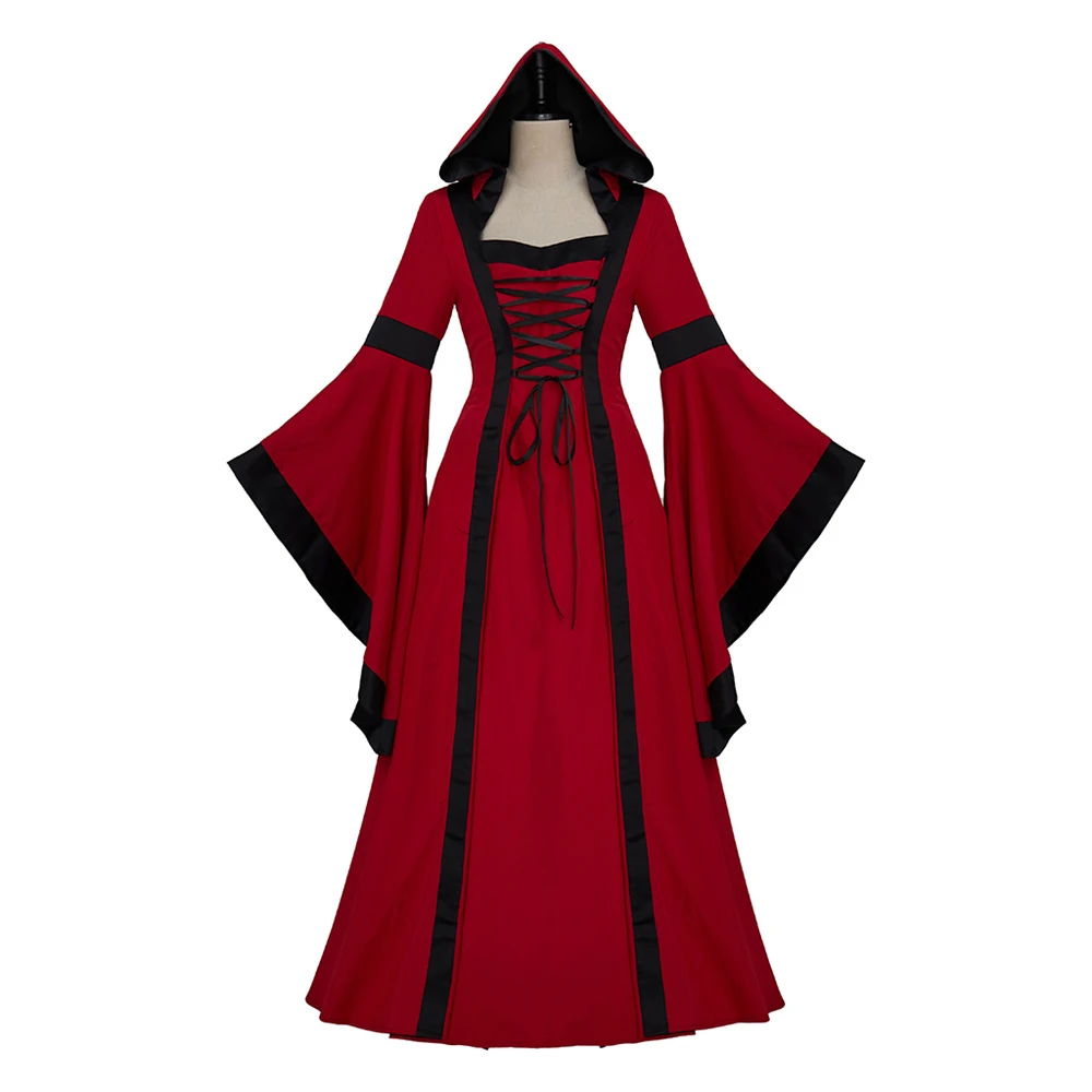 

Gothic Retro Adult Hooded Robe Medieval Victorian Renaissance Court Dress Halloween Carnival Stage Performance Costume