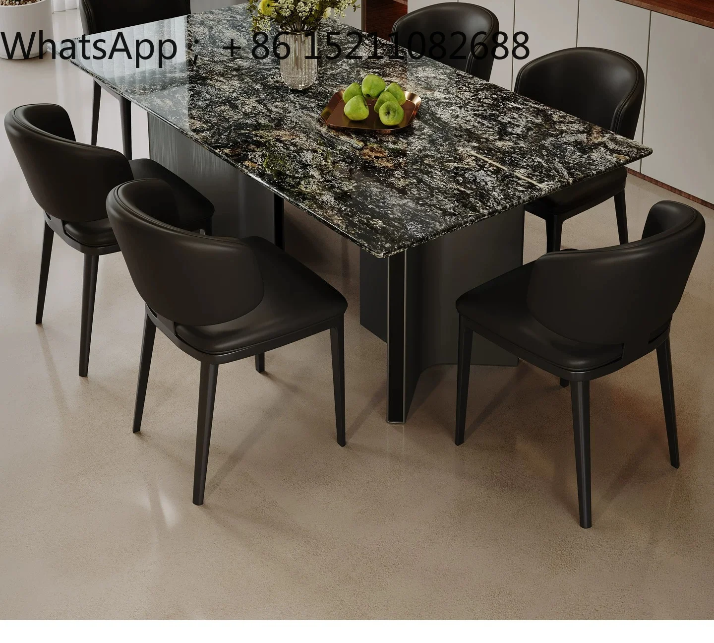SCY luxury stone platinum diamond dining table minimalist high-end villa living room rectangular dining table
