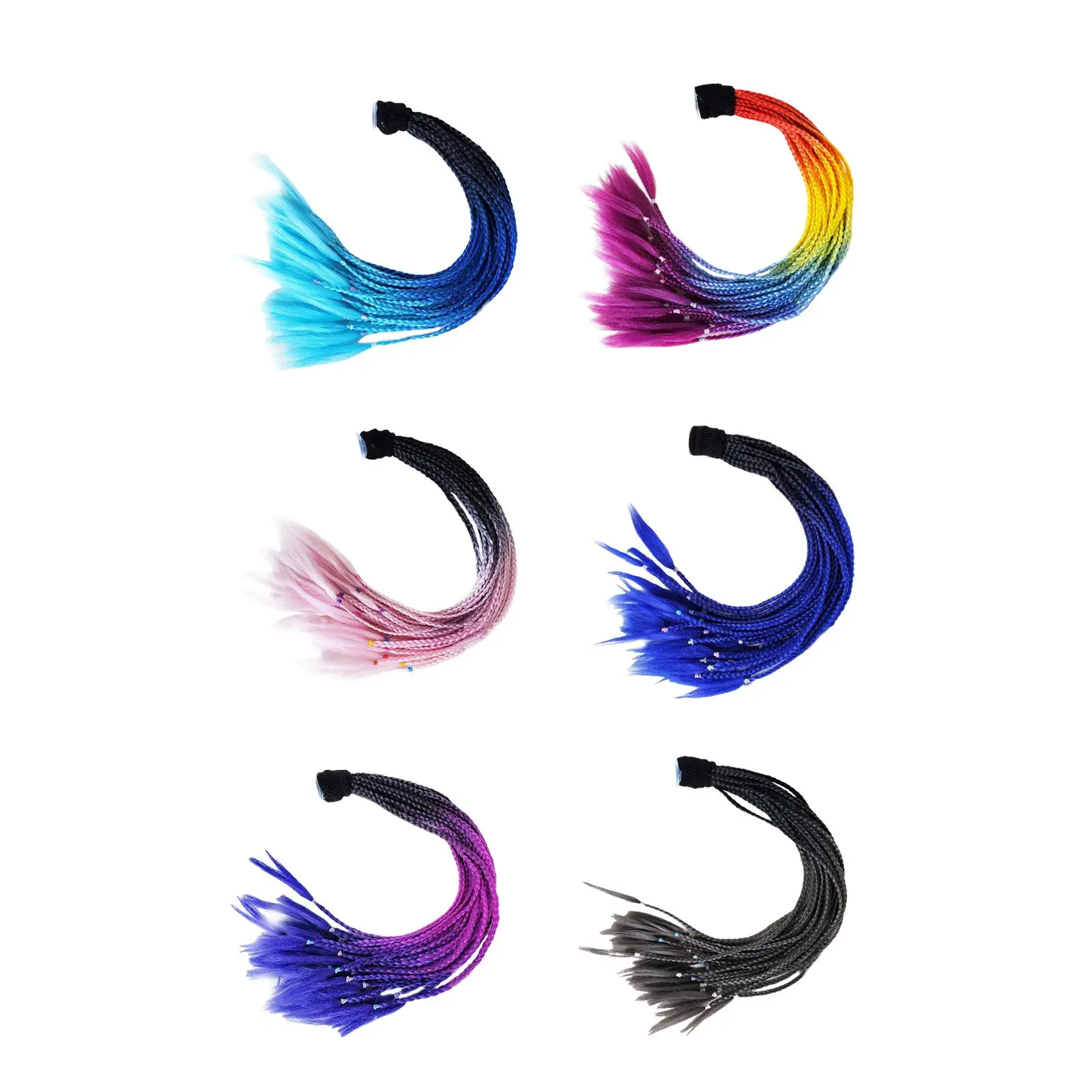 

Helmet Pigtails Braids Ponytail Braid Curly Wig Hair Punk Decoration 55cm Dreadlocks Ponytail Braid Gradient Ramp for Women