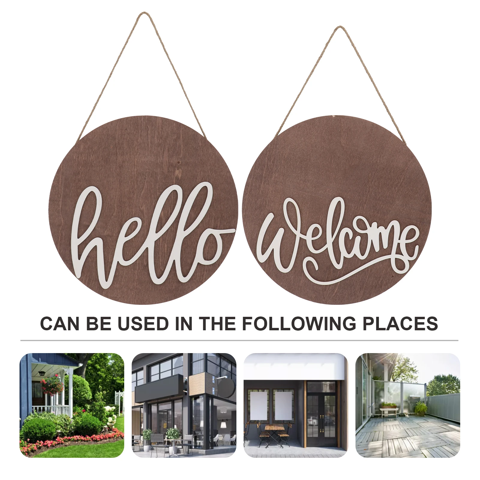 

2pcs Wooden Round Tag Hanging Welcome Board Decor Door Plate Pendant Home Store Mall Ornament Reusable English Alphabet