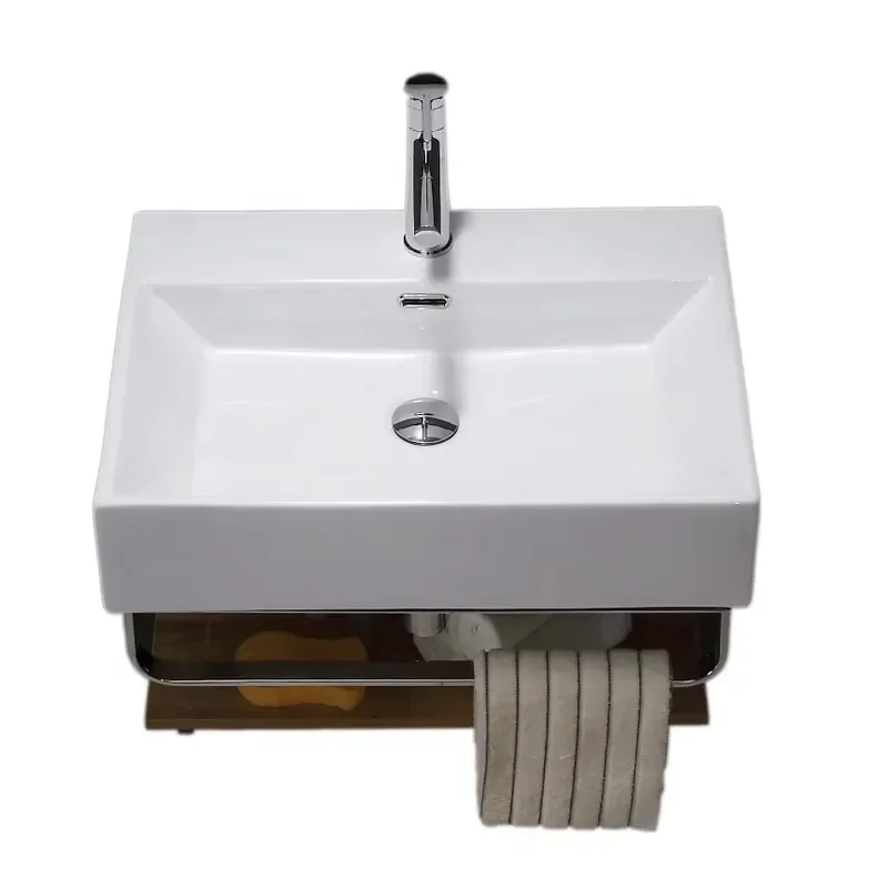Wall Mounted Ceramic Bathroom Sink with Bracket Small Size Washbasin Hanging Basin for Compact Spaces Modern Design