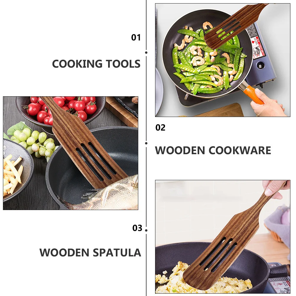 

1Set Long Handle Wooden Cooking Utensils Spatula Set Heat Resistant Kitchen Tools Wooden Tray Heat Resistant Spatula