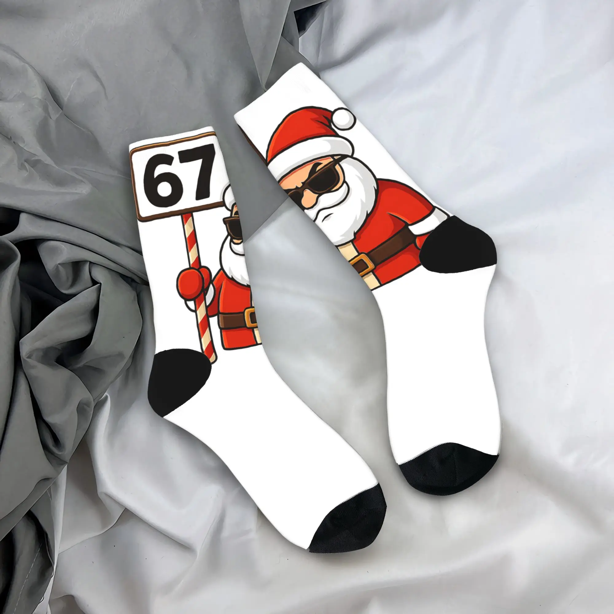 

Мужские носки 67, крутые рождественские чулки с номером Санта-Клауса, нескользящие мягкие дышащие носки, зимние дизайнерские носки для скалолазания