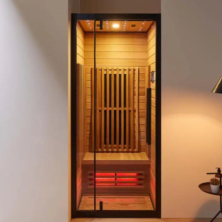 Sala de vapor de grafeno infravermelho distante sala de sauna única família inteligente villa de luxo ao ar livre caixa de vapor de suor preto