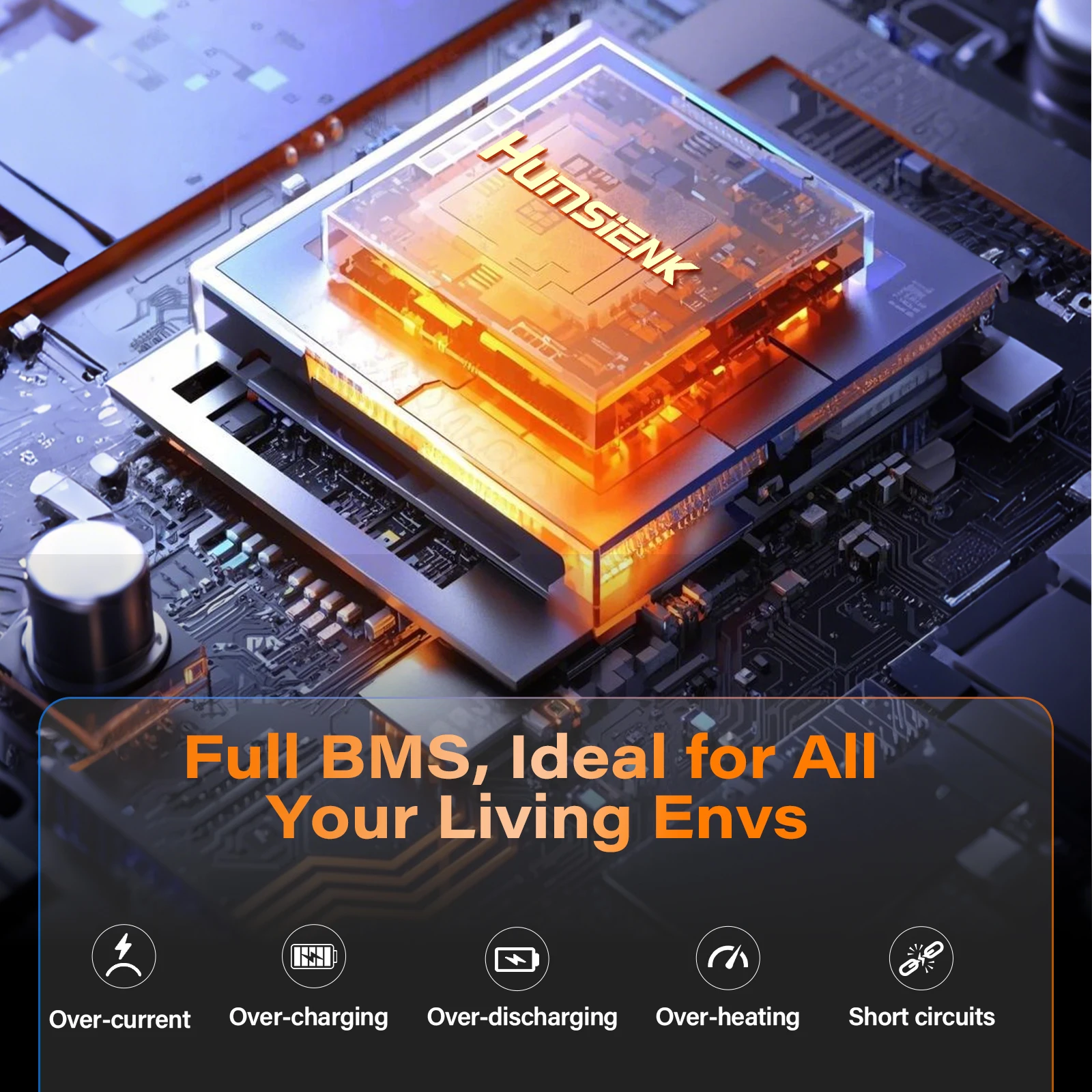 Humsienk 12V 100AH LiFePO4 batería de litio 1280Wh con Bluetooth/2 años de garantía/UL1973/GP24 para inversor, RV, campamento, carrito de golf, barco