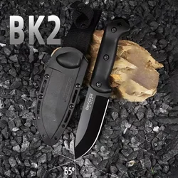 Us (BK-2) 1095 High carbon steel Tactical Knife +Kydex sheath, High hardness jungle hunting knife, North American survival knife