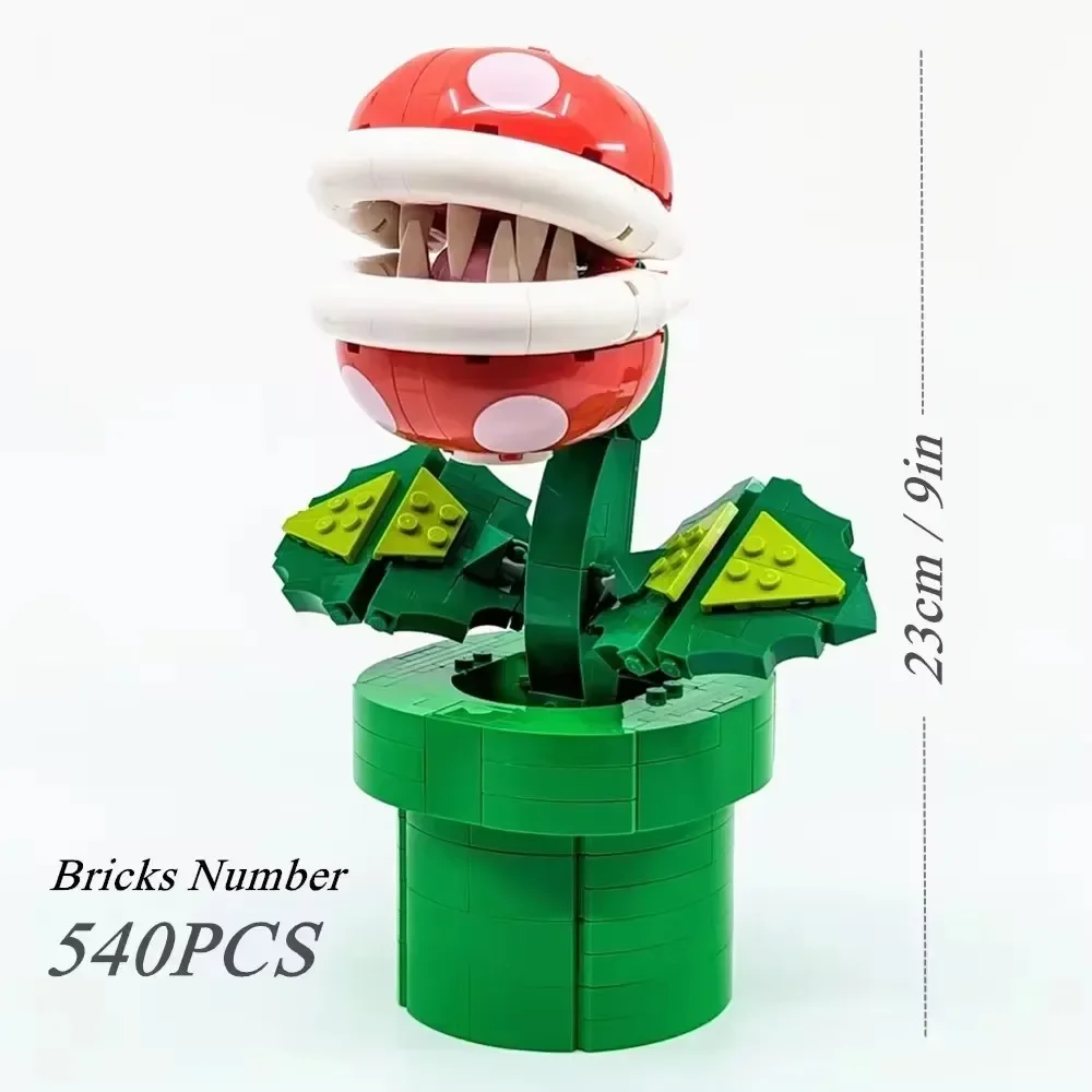 Miniso Super Mario Chomper Flower Display Tree Bouquet Home Decoration Plant Potted Model Building Block Bricks Gift Set