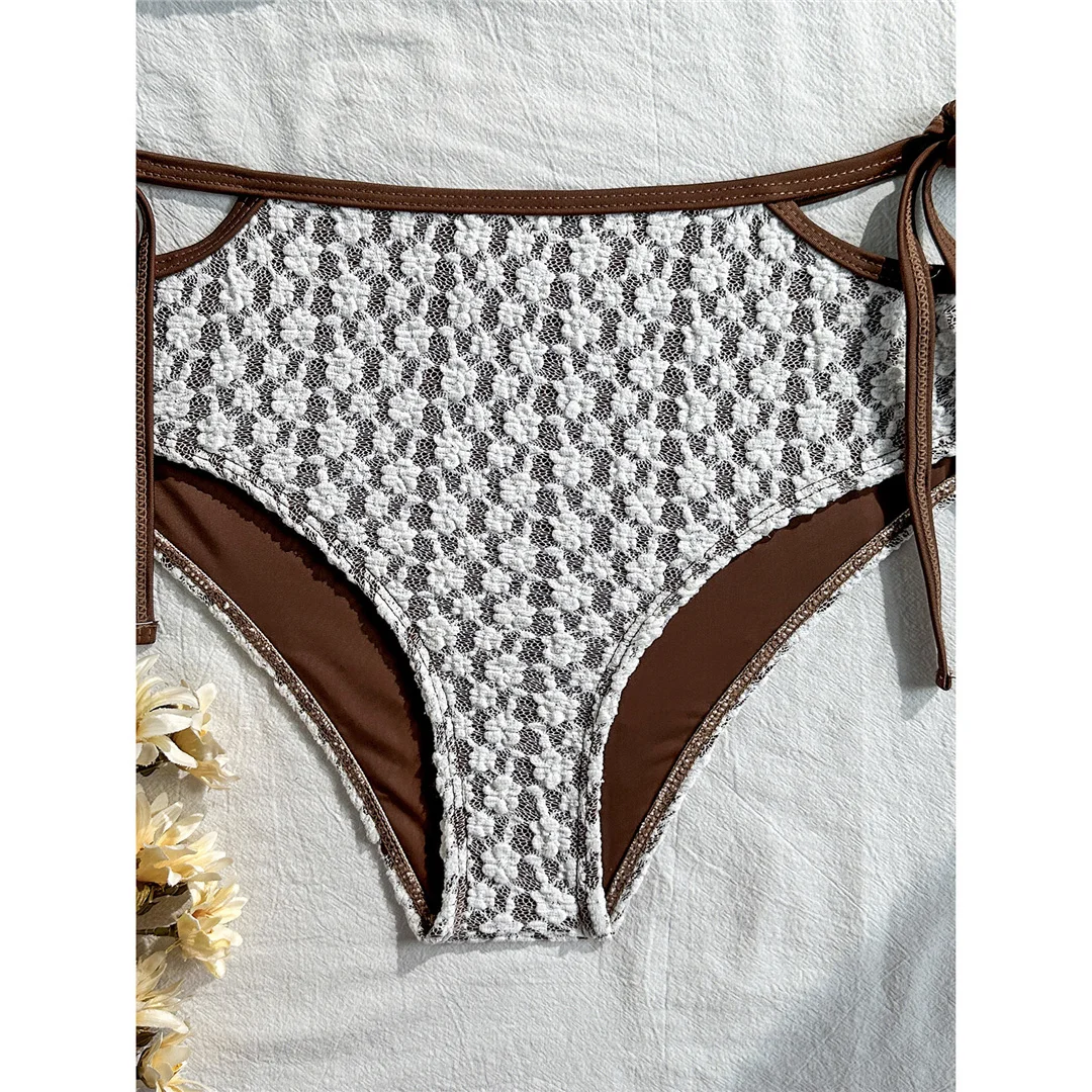 Sexy bedruckter Neckholder-Bikini mit hoher Taille, Damen-Badeanzug, zweiteiliges Bikini-Set, gepolsterter Badeanzug, Badebekleidung, Schwimmanzug V8481 – Detail 6