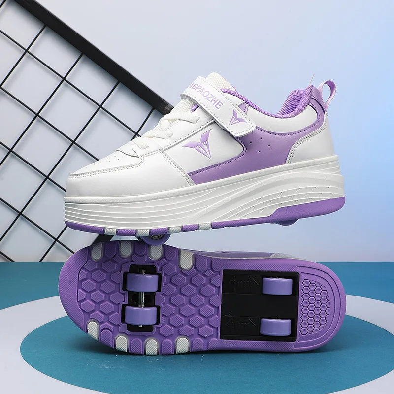 Kids Walking Roller Skates with Four Hidden Wheels Boys And Girls Roller Shoes Easy to Push for Beginners