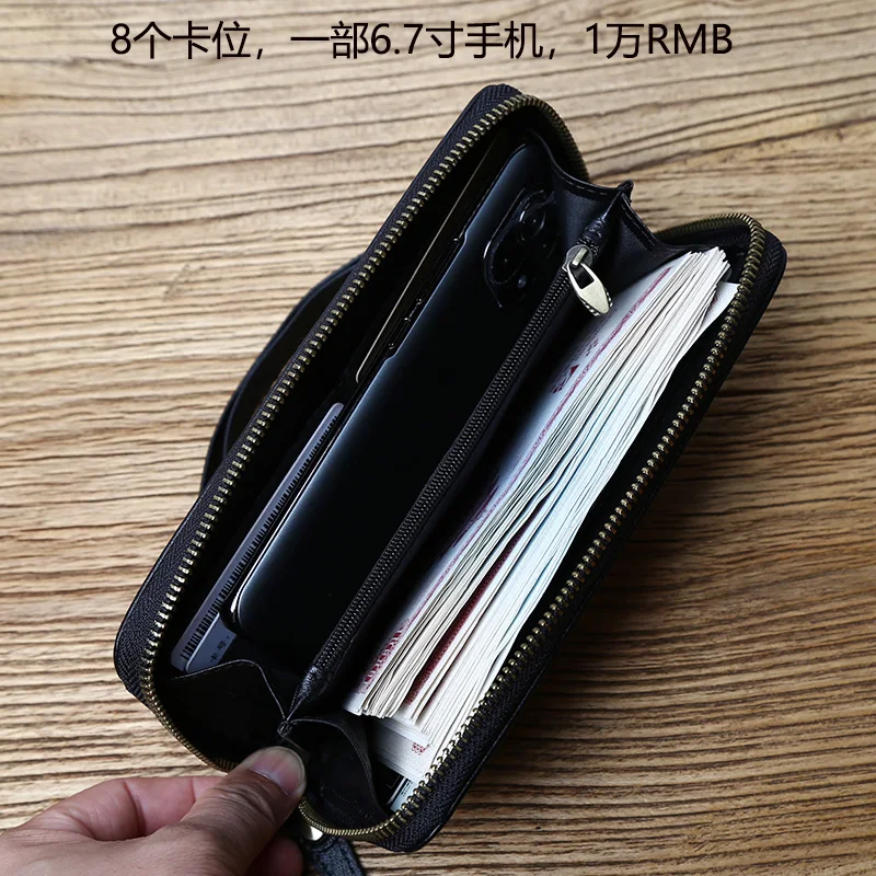 NZPJ Leder Lange Brieftasche Natürliche Rindsleder Kupplung Tasche Große Kapazität Bankkarte Tasche Multi Funktion Brieftasche Casual Mobile Tasche – Detail 10