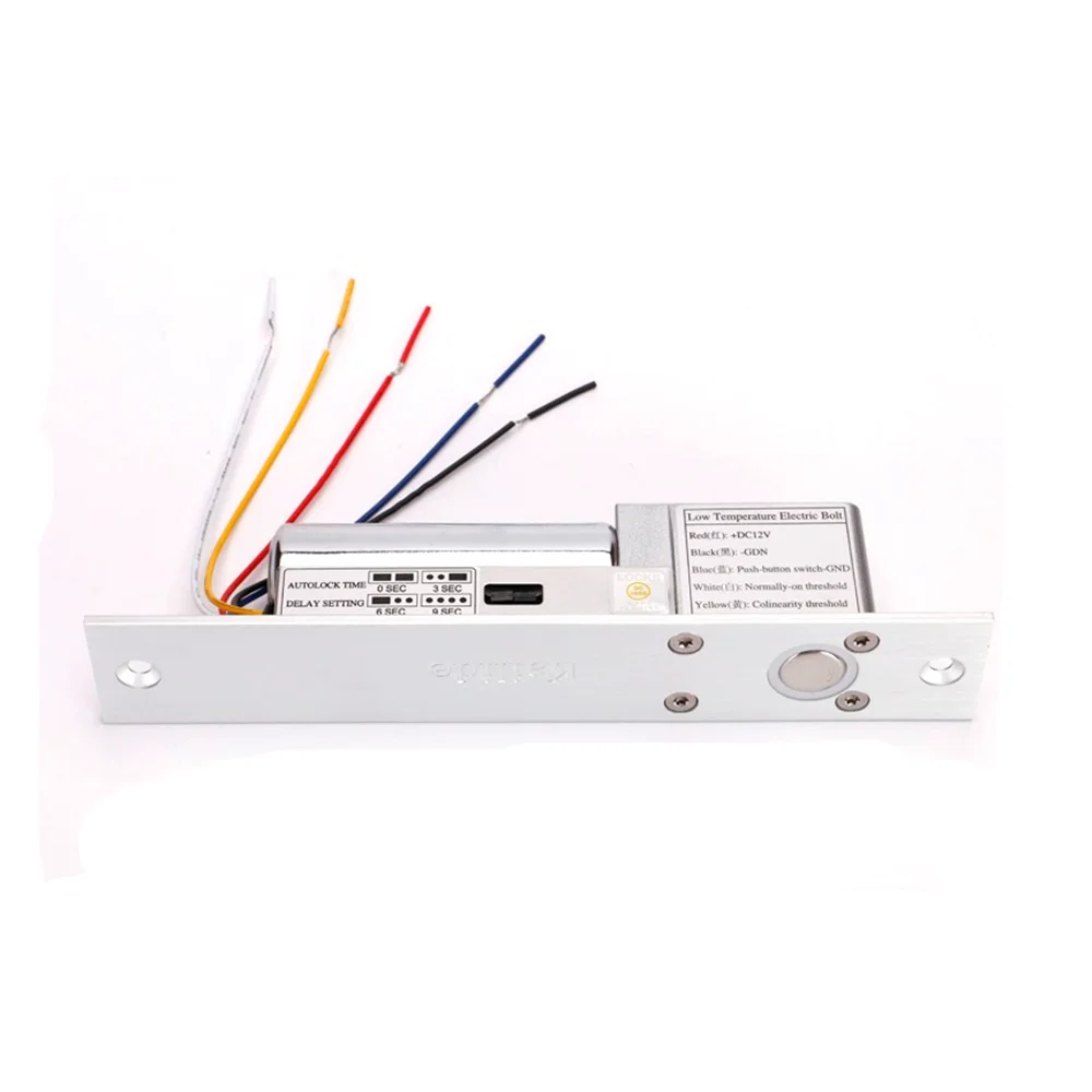 Magnetic Electric Bolt Lock 12VDC Fail-Safe NC Access Control 5-Line Bolt with Time delay 0 3 6 9 S Signal Feedback
