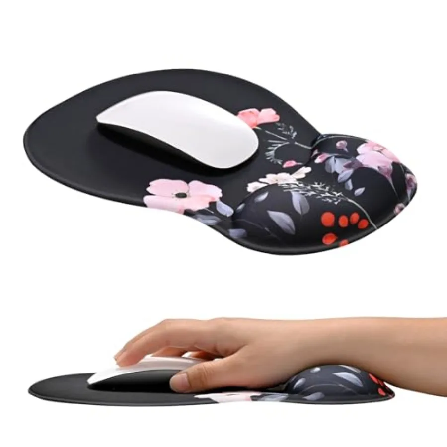 Ergonomic Mouse Pad with Gel Wrist Rest Support Middle Concave Design, Relieve Wrist Pain Mousepad, Non-Slip Base for Laptop, C