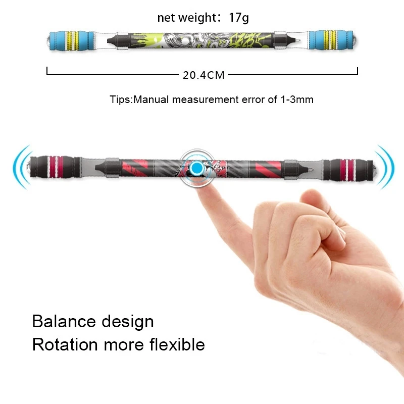 1PC V7-5028 Spinning Pen 20cm Non Slip Rotating Gaming Ballpoint Pen Pro Competition Student Writing Pen Kawaii Stationery