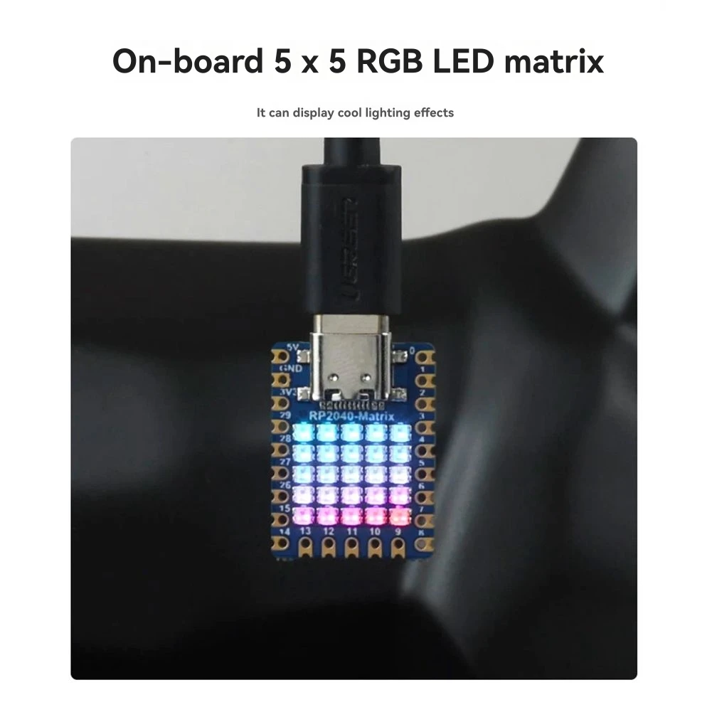 

(A32M) 2 шт. мини-платы для разработки RP2350-Matrix с RGB LED-матрицей 5x5 на плате, двухъядерный процессор RP2040