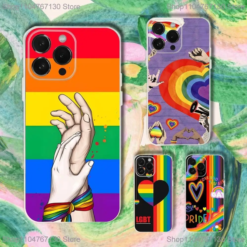 

L-Lesbian LGBT Rainbow Pride Phone Case For iPhone 17,16,15,14,13,12,11 Plus,Pro,Max,XR,XS,Plus,E,SE4,Mini Transparent Cover