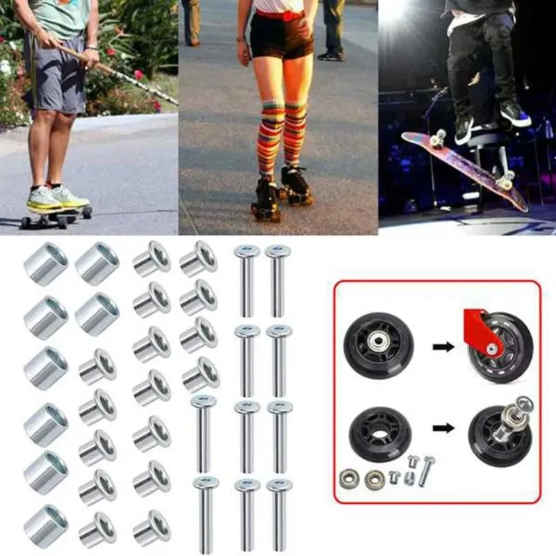 طقم محور زلاجات مضمنة 8 مم مع مجموعة سدادة جانبية لولبية وبديل عجلة تزلج فولاذية فاصل متدرج #1