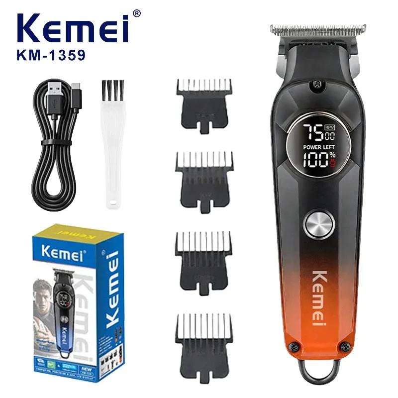 Kemei 1359 Electric Hair Clippers Men Professional 0mm Barber Rechargeable Haircut Machine High Quality Wireless Hair Trimmer