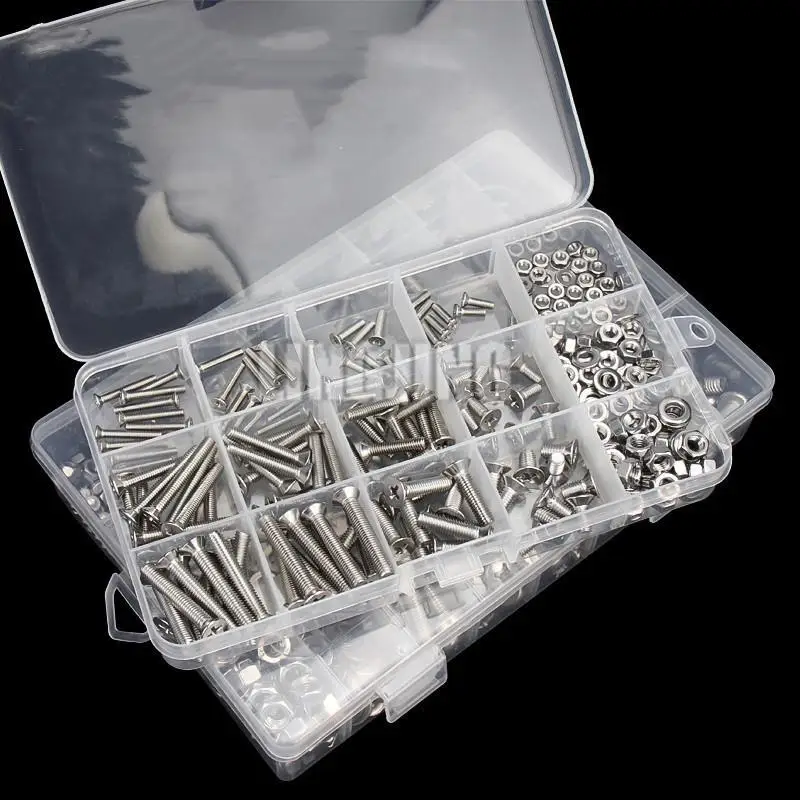 M3 M4 M5 M6 Machine Hex Schroef Set Bouten En Moeren 304 Rvs Cross Verzonken Kop Ronde Kop Schroef moer Assortiment Kit