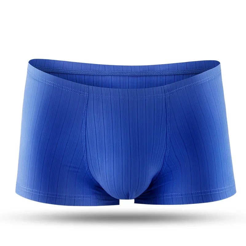 Summer lightweight breathable men's silk seamless underwear one-piece youth sexy straight-leg pant waistband