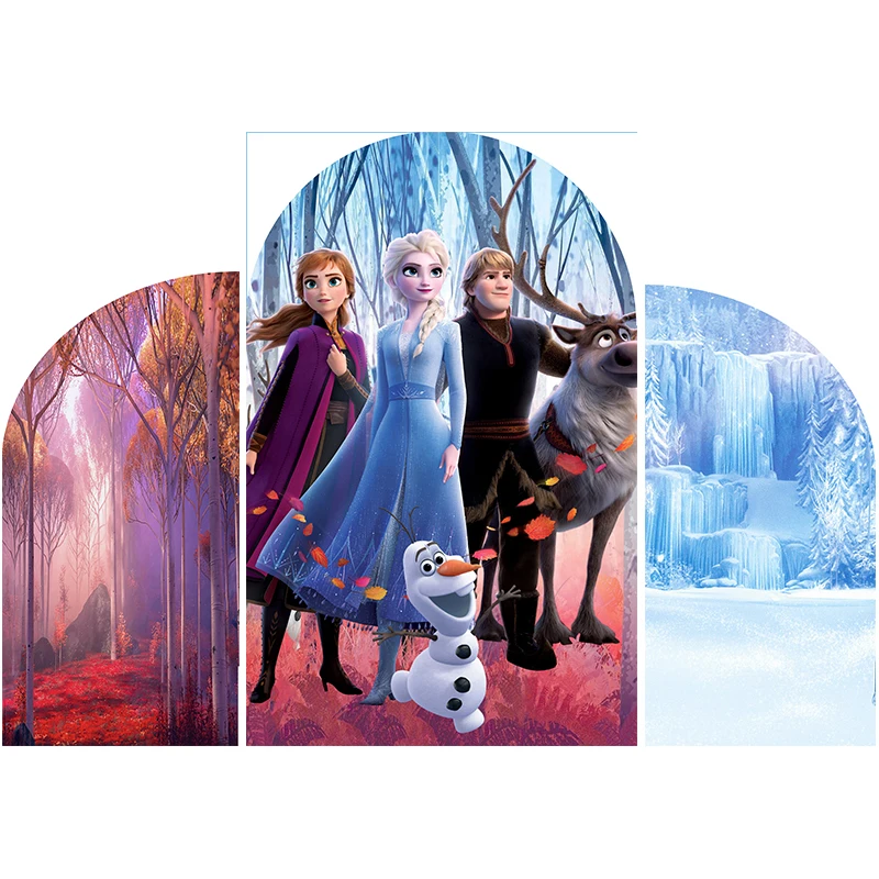 

Disney Frozen Arch Backdrop Cover Winter Princess Elsa Anna Girls Birthday Photo Arched Wall Background Cartoon Photocall