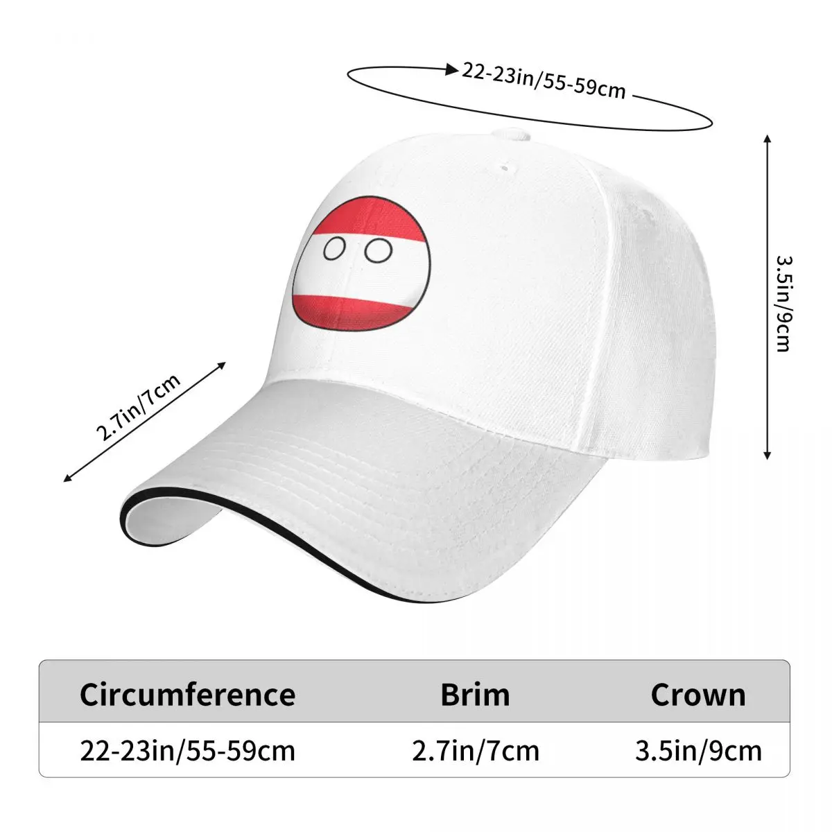 Austria Countryball Flag Color Sport Baseball Caps Women Unisex Male Beach Sun Hat Trucker Cap