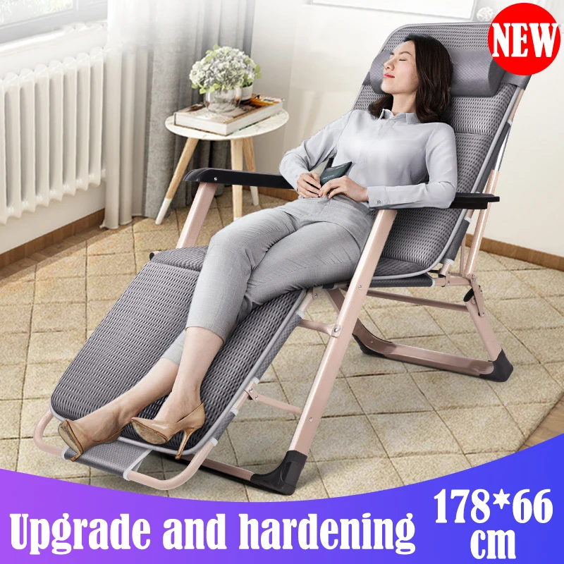 Upgraded reinforced folding reclining chair lunch break chair office seat nap backrest chair household folding chair folding bed