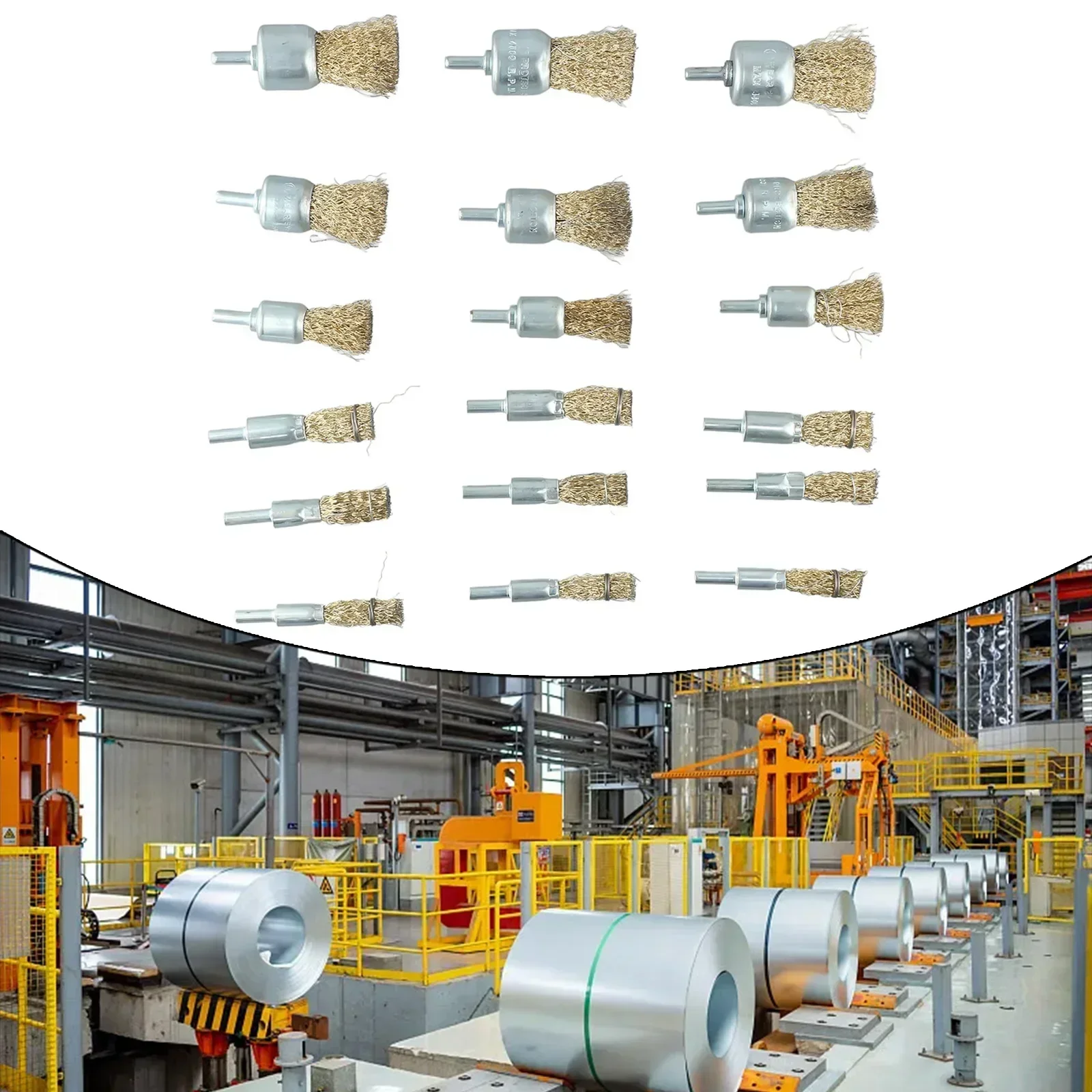 18pcs Drill Brushes Copper Plating Stainless Steel Wire Wheel 10-30mm 1/4\'\' Shank Rotary Tool Electric Grinder Polishing Tool