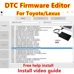 Newest DTC Firmware Editor Software For Lexus Toyota Support for 76Fх Microcontrollers English Version install video free instal