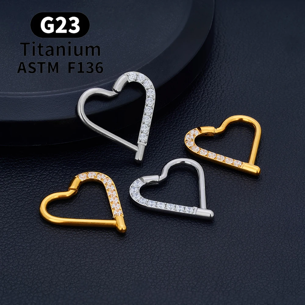 G23 Titan Runde Hoop D Form Nasenring Daith Herz Ohrring 16G CZ Scharniersegment Ohr Tragus Knorpel Helix Piercing Schmuck – Detail 12