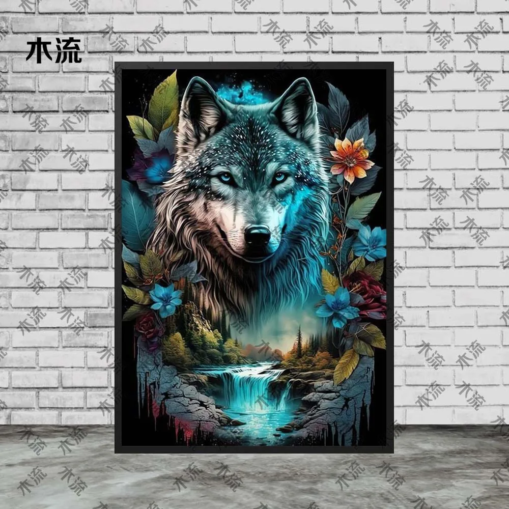 Wild Animals Fox Dog Wolf Magic Flower Posters Wall Pictures For Living Room Nordic Poster Wall Art Canvas Painting Unframed