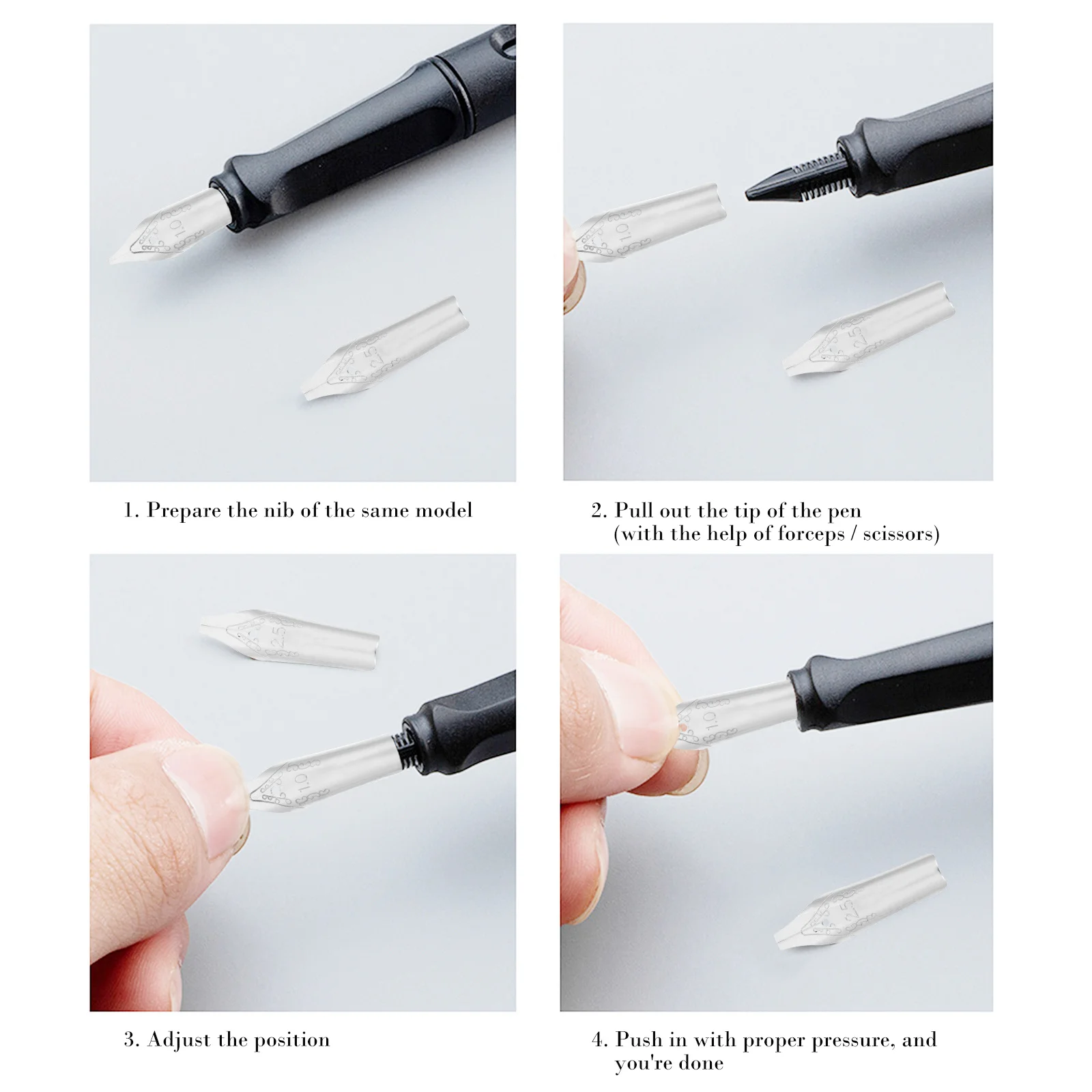 

30pcs Replacement Set Various Sizes For Fountain Calligraphy Pens Writing Tips Students Artists Beginners Fountain Pen