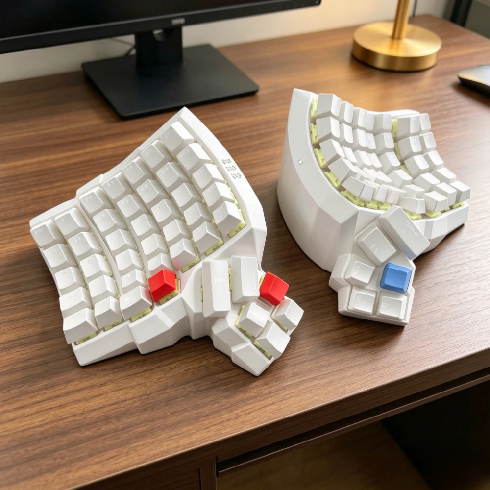 Bluetooth Dactyl Manuform Split Keyboard 86keys Custom Hot-Swap Dual-mode Led Wireless Curved ZMK Keyboard Kit Game Accessories