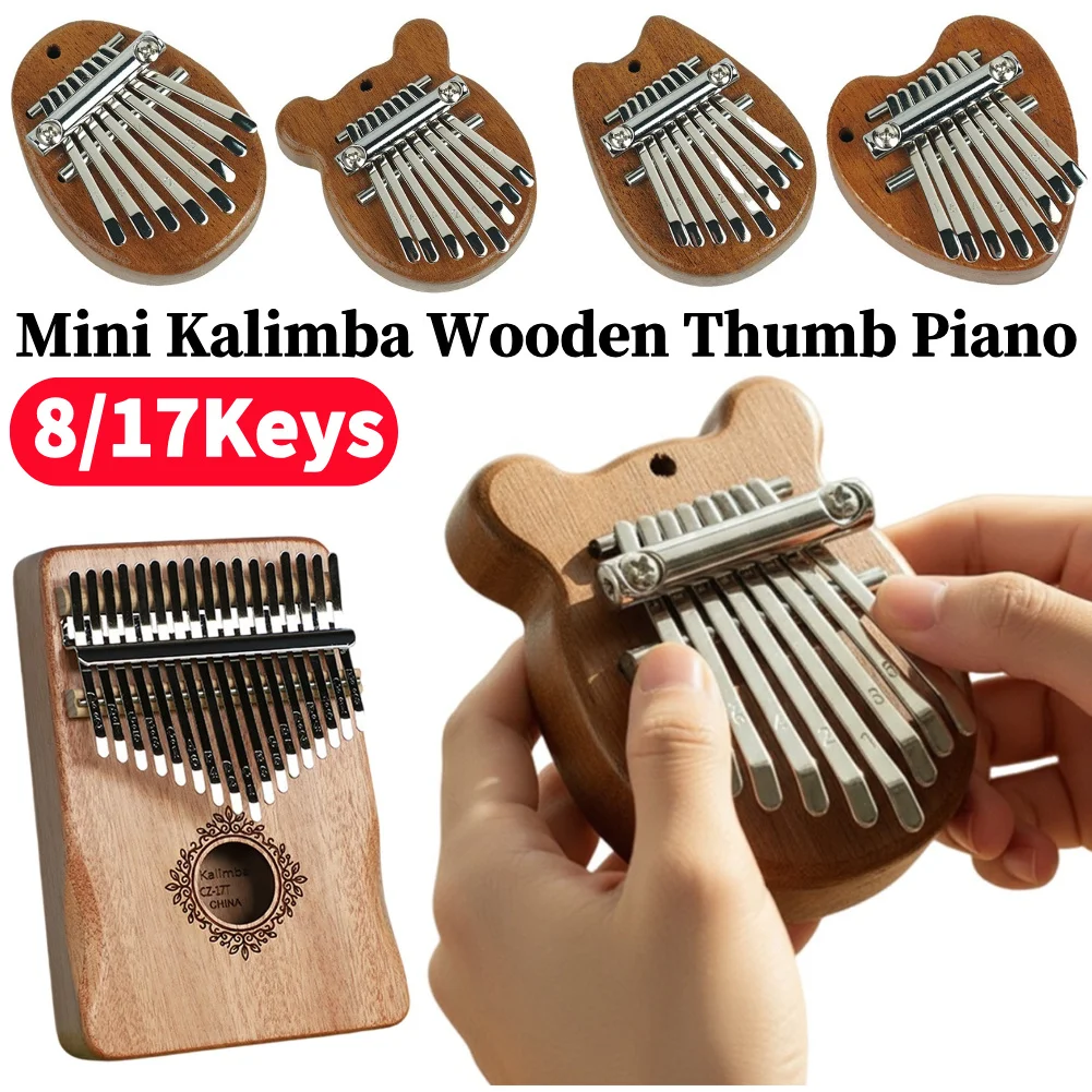 

8/17Keys Mini Wooden Kalimba High Quality Exquisite Finger Thumb Piano Marimba Musical Instrument for Kids and Adults Beginners