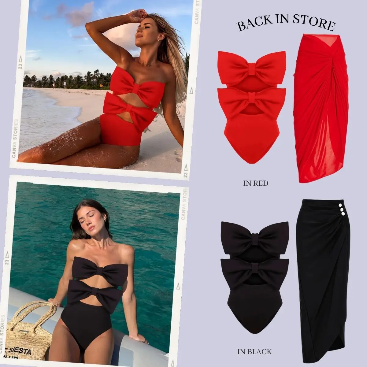 Red Bow Cut Out One Piece Swimsuit and Sarong Summer Swimwear Women Beachwear